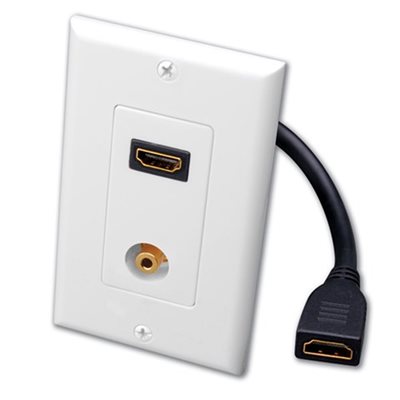 Vanco Single HDMI Pigtail and 3.5mm Stereo Jack Decor Wall P