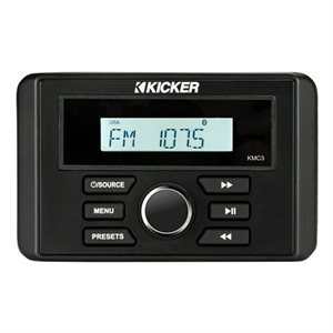 KICKER KMC3 Marine Gauge-Style Media Center w / Bluetooth, Bla