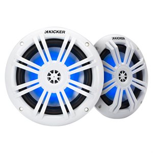 Kicker KM60 6.5" Marine Coaxial w / .5"Tweeter Blue LED Speaker