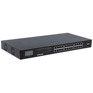 Intellinet 24 Port Gigabit Ethernet POE+ Switch with 2 SFP Ports and LCD Screen