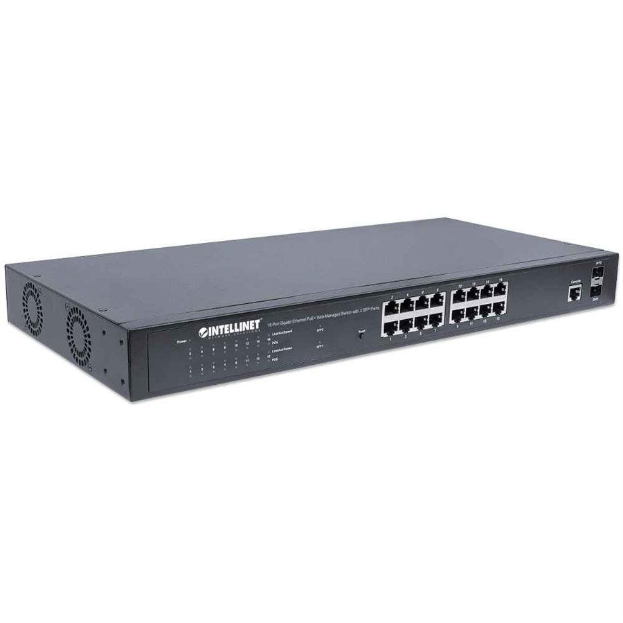 Intellinet 16 Port Gigabit Ethernet POE+ Web-Managed Switch with 2 SFP ...