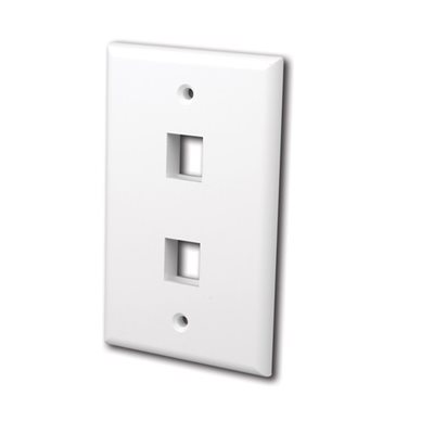 Vanco Multi-Media Keystone Wall Plates- 2 Ports (White)