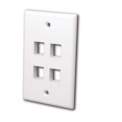 Vanco Multi-Media Keystone Wall Plates- 4 Ports (White)