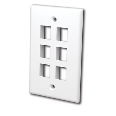 Vanco Multi-Media Keystone Wall Plates- 6 Ports (White)