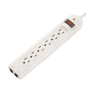 Vanco 6-Outlet Surge Protector Strip with Phone / Fax / Modem Pr