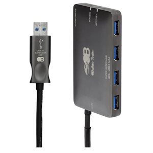 Bullet Train Active Optical USB Cable w /  Gen 1 Ext Hub