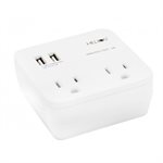 Ethereal 2 Outlet Wall Tap Surge Protector w /  2 USB Ports