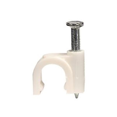 ASKA Single RG59 Cable Clip with 3 / 4" Nail (white)