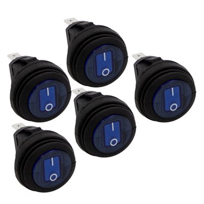 Heise Blue Round Rocker Switch - 5-Pack