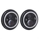 Heise Jeep 7" Round 6 LED w / RGB Halo ndash, Black Front Face