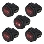 Heise Illuminated Red Round Rocker Switch, 5pk