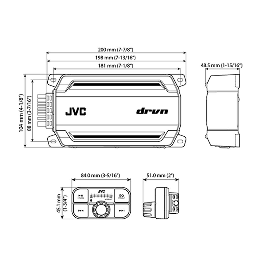 JVC Powersports 200W B / T 4-Channel Amplifier