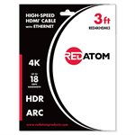 Red Atom 3' High-Speed HDMI 4K Cable with Ethernet