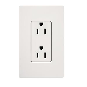 Lutron Satin Color 15A Duplex Receptacle (snow white)