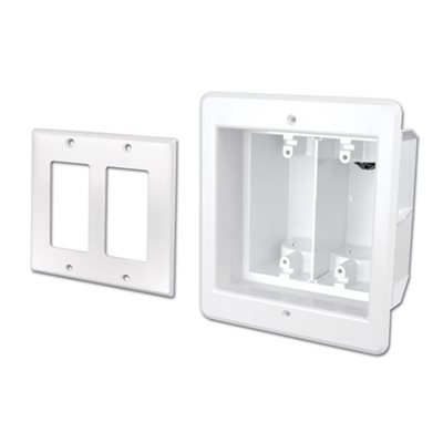 Vanco Recessed Dual Gang Indoor InBox for Flat TVS (White)